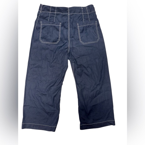 Anthropologie x Maeve The Colette Contrast-Stitch Linen Crop Wide-Leg Pants - Picture 5 of 9